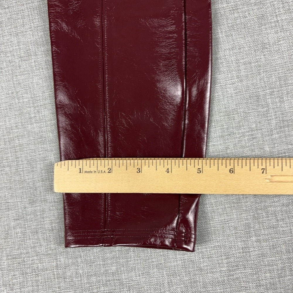 Spanx Faux Patent Leather Leggings Womens M Red Ruby High Rise Ankle Shaping - Picture 3 of 12